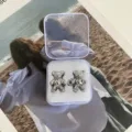 Silver metal bear waist cincher buckle clips set with clear storage box for jeans. - Bright Silver