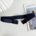 Invisible elastic stretch belt for women, buckle-less comfort adjustable jeans waist band. - Navy Blue