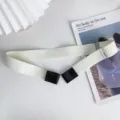 White elastic buckle-free waist belt for women, invisible stretch jean belt strap. - Beige
