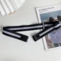 Minimalist black and white striped invisible lazy belt with adjustable buckle for daily wear. - Black White Black Striped