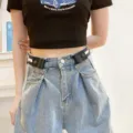 Adjustable invisible belt for women jeans, elastic buckle-free waist tightener variant. - Blue-White-Blue Stripes