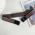 Stretch belt variant in classic striped design, elastic punch-free waist tightening strap. - Coffee Beige Green Red Striped