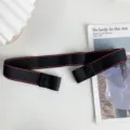 Elastic stretch lazy belt with red trim, buckle-free invisible design for jeans and trousers. - Black Red Edge Stripe