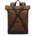 Vintage Herren Canvas Rucksack Wasserdicht Grosse Kapazitat Roll Top Schulrucksack - Kaffeebraun