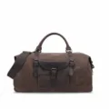 Vintage Segeltuch Leder Reise Reisetasche für Herren, große Kapazität wasserdichte Weekender. - Kaffeebraun
