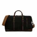 Canvas reistas heren vintage weekendtas grote capaciteit lederen reistas zwart bruin - Zwart