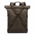 Vintage wasserdichter Segeltuch Rucksack dunkelbraun Rolltop Tagesrucksack Variante - Armeegrün