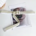 Ceinture en toile rayée étroite pour femme, élégante ceinture d'été pour jeans mode chic - Grand Abricot/Double Blanc