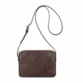 Braune Ledergeometrie Umhängetasche, stilvolle kleine quadratische Tasche für Damen. - Kaffeebraun