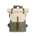 Vintage Canvas Rucksack für Herren, großer Kapazität Reise Schulrucksack, Freizeittasche. - Korallengrün und Off-White