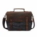 Segeltuch Leder Umhängetasche für Herren Vintage Schultertasche lässige Business Tasche - Dunkelgrau