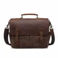 Herren Vintage Segeltuch Leder Umhängetasche Lässig Wasserdicht Schultertasche für Pendler - Kaffeebraun