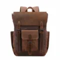 Vintage Canvas Leder Rucksack für Herren, Retro Schultertasche Reise Daypack braun. - Kaffeebraun