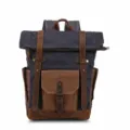 Vintage gewaxt canvas lederen heren rugzak retro outdoor reizen waterdichte casual tas - Grijs
