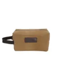 Herren braune Segeltuch Kulturtasche Reise Waschtasche Retro Handtasche mit Ledergriff - Khaki
