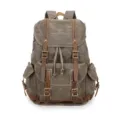 Grosse Kapazitaet Herren Segeltuch Rucksack Vintage Freizeit Reise Schultasche Braun - Armeegrün
