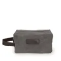 Herren Canvas Kulturbeutel Vintage Reise Waschtasche dunkelgrau Handtasche Ledergriff - Grau