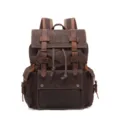 Herren Vintage Canvas Rucksack wasserdicht Outdoor Reise Leder Schultertasche. - Kaffeebraun