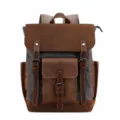 Vintage Canvas Leder Rucksack für Herren, lässiger gewachster Reise Tagesrucksack Bag. - Armeegrün