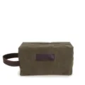Retro Canvas Kulturbeutel Herren Vintage Handtasche Rindsleder Handgelenk Tasche - Armeegrün