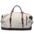 Sac de voyage vintage en toile pour homme grande capacité sac week-end valise cabine - Blanc Cassé