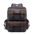 Vintage dunkelgrauer Segeltuch Leder Rucksack für Herren, wasserdichter Retro Outdoor - Grau