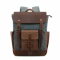 Vintage Canvas Leder Rucksack für Herren Retro Reise Tasche lässiger Daypack neu - Cyan