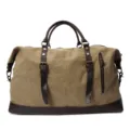 Grand sac de voyage en toile pour homme sac week-end en cuir vintage cabas bagage - Kaki