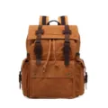 Vintage gewachster Segeltuch Herren Rucksack wasserdicht Outdoor Reise Freizeittasche braune Farbe - Gelb