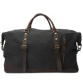 Grand sac de voyage en toile pour homme, sac weekend vintage idéal pour voyages d'affaires. - Noir