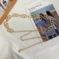 Gouden metalen tailleketting voor dames, retro Grieks patroon, chique kledingriem. - Goud
