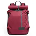 Wasserdichter Nylon Roll-Top Rucksack in Rot, stylische große Reise Schultasche für Herren. - Rot