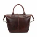 Braune Damen Handtasche aus echtem Leder, grosse Business Tote und Umhaengetasche. - Braun