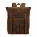 Vintage brauner Leder Rucksack für Herren, lässiger Crazy Horse Rindsleder Reise Laptop Bag. - Hellbraune Crazy Horse Kratzfarbe