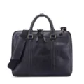 Echtes Leder Herren Business Aktentasche 15,6 Zoll Laptoptasche mit Schultergurt schwarz. - Schwarz Glänzend