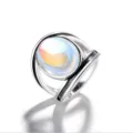 Stupendo anello vintage argento con pietra di luna colorata stile boho per le donne - n.5 / Argento Iridescente