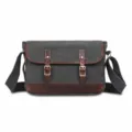 Vintage Canvas Leder Umhängetasche, Retro Schultertasche Crossbody Tasche für Damen Alltag. - Grau