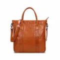 Elegante Damen Handtasche aus echtem Leder braune Schultertasche grosse Kapazitaet Shopper. - Hellbraun