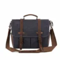 Retro Canvas Umhängetasche für Herren, wasserdichte Freizeittasche mit Lederbesatz. - Grau
