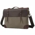 Vintage Canvas Leder Herren Umhängetasche braune Freizeittasche für Business und Alltag - Armeegrün