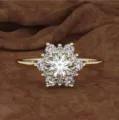 Anello zircone fiocco di neve oro donna elegante cristallo cluster gioiello - Taglia 6 / Oro