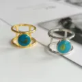 Anello turchese a doppio fascia minimalista anelli in metallo chic per donna gioielli festa - n.5 / Argento