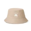 Gros plan détaillé du bob beige avec motif imprimé de phrase française et nuage. - Taille unique / Khaki