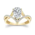 Elegante anello fidanzamento zircone taglio pera micro pavé placcato oro donna - Taglia 6 / Oro