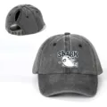 Gewerbliche gewaschene Baseballcap mit Zopföffnung und süßem Haifisch-Druck für Damen. - Verstellbar / Schwarz