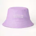 Lavender bucket hat with cute embroidered slogan text, stylish casual sun protection hat. - One Size / Purple