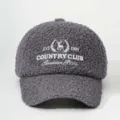 Casquette de baseball en polaire peluche grise avec broderie blanche et logo cerf ajustable. - Réglable / Gris