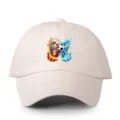Cappellino da baseball beige con stampa grafica di calcio fuoco e ghiaccio, regolabile per esterni. - Regolabile / Beige
