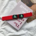 Red elastic waist belt with cute Christmas tree decor, stretch buckle-free design. - Christmas Tree