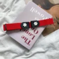 Women red elastic waist belt with cute white snowflake decoration punch-free stylish dress belt - Snowflake